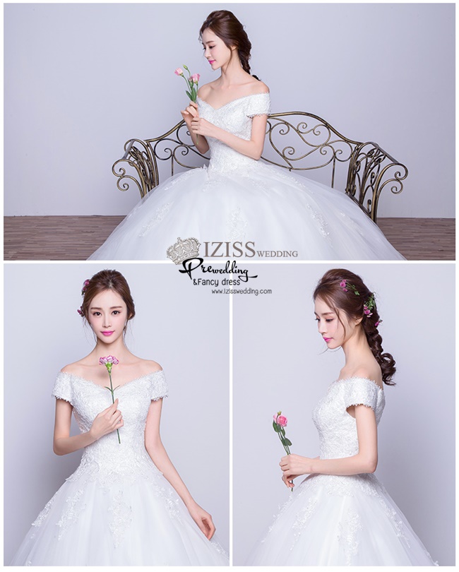BR224 **พรีออเดอร์**ชุดแต่งงาน&ชุดเจ้าสาวแบบยาวสีขาวเกรดพรีเมี่ยม หรูหราน่ารัก สวยโดดเด่นไม่ซ้ำใคร สวยงามดุจเจ้าหญิง
