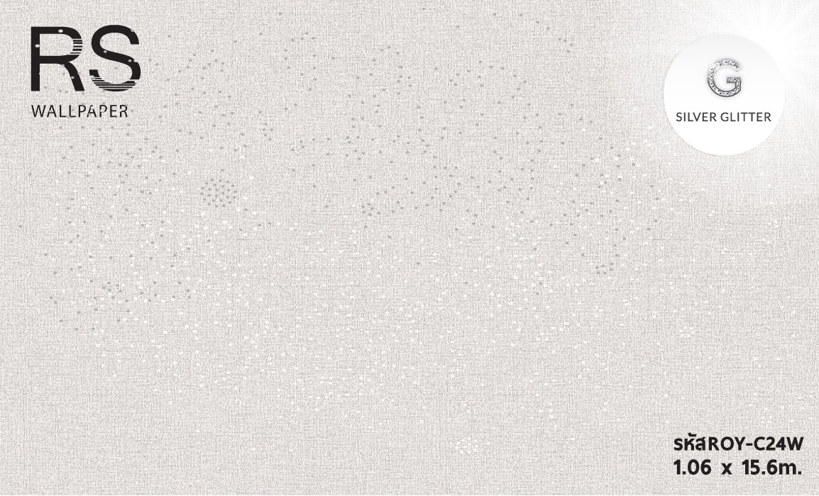 วอลเปเปอร์สีพื้น เทาอ่อน แท็กเจอร์ผ้า มีกลิเตอร์ ROY-C24W