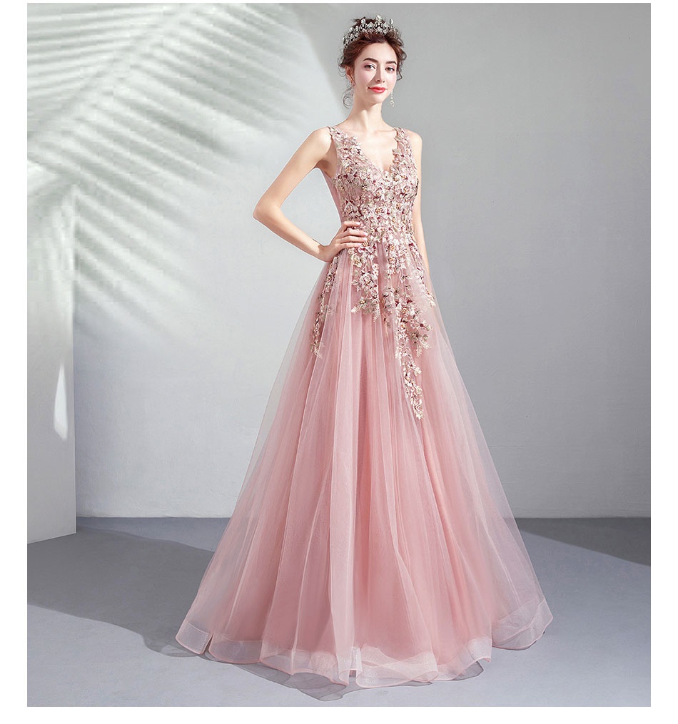 DL083 **พรีออเดอร์** ชุดออกงานสีชมพูทอง ชุดราตรี เดรสยาวออกงาน (Night party dresses) ชุดไปงานแต่งงานสวยๆ "ธีมสี Pink Gold"