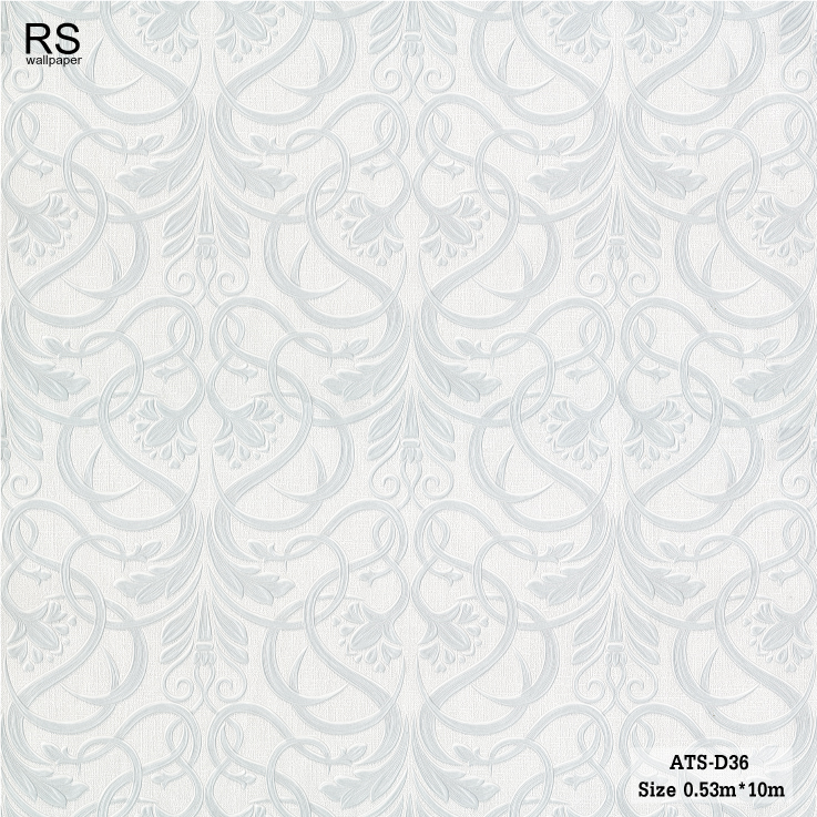 วอลเปเปอร์ ลายหลุยส์คลาสสิค โทนสีฟ้าอ่อนพื้นขาว ATS-D36