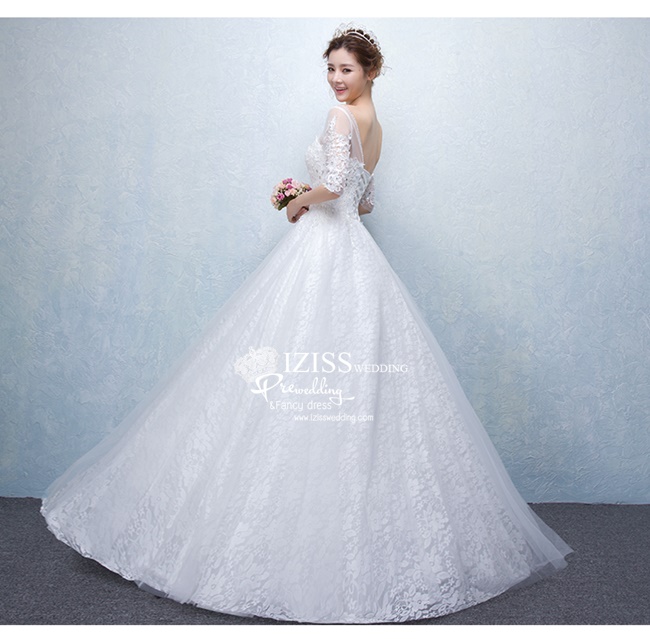 BR123 **พรีออเดอร์**ชุดแต่งงาน&ชุดเจ้าสาวแบบยาวสีขาวเกรดพรีเมี่ยม เปิดไหล่ มีแขน หรูหราน่ารัก สวยโดดเด่นไม่ซ้ำใคร