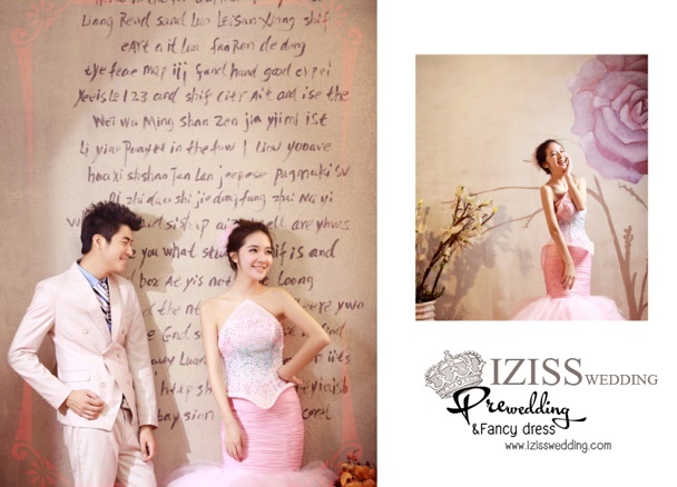 PW068- **เลิกผลิตค่ะ** ชุดคู่ถ่ายพรีเวดดิ้ง (prewedding dress) & ชุดแต่งงานแฟนซี (Fancy wedding dress)ชายหญิง "ธีมสีชมพู-ครีมน้ำตาล"