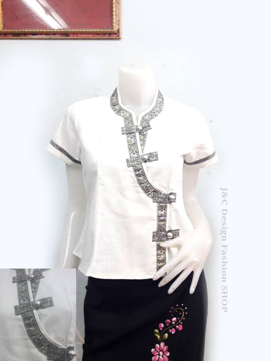 เสื้อผ้าไทยพื้นเมือง #เสื้อผ้าฝ้าย #เสื้อทำงานผ้าไทย #เสื้อผ้าฝ้ายสีผ้าไทยวัยรุ่นแต่งผ้าแถบสีเงิน
