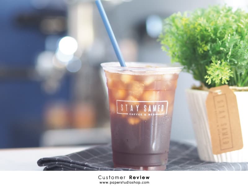 ตรายางปั๊มแก้วกาแฟ ปั๊มพลาสติก - ขนาด 3x7 cm