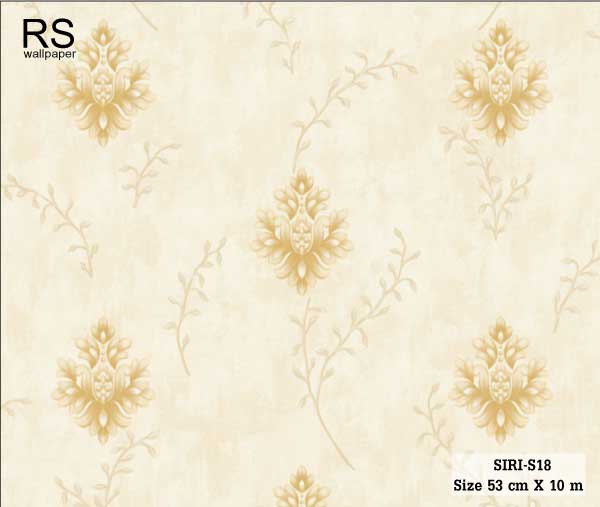 วอลเปเอร์ ลายดอกไม้วินเทจสีทอง พื้นสีน้ำตาลอ่อน SIRI-S18