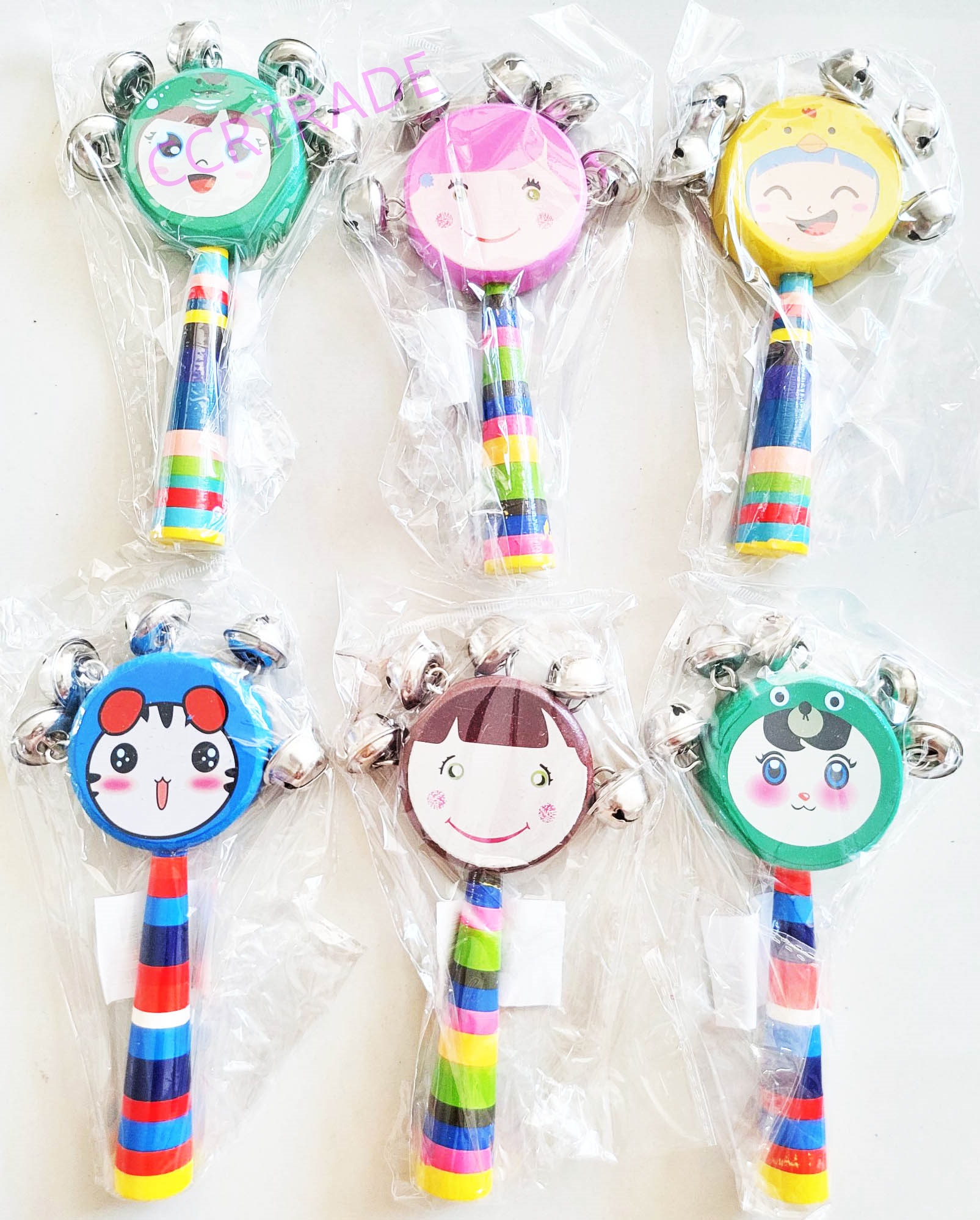 เขย่าการ์ตูนไม้สี มีเสียง 8.5x16 ซม.