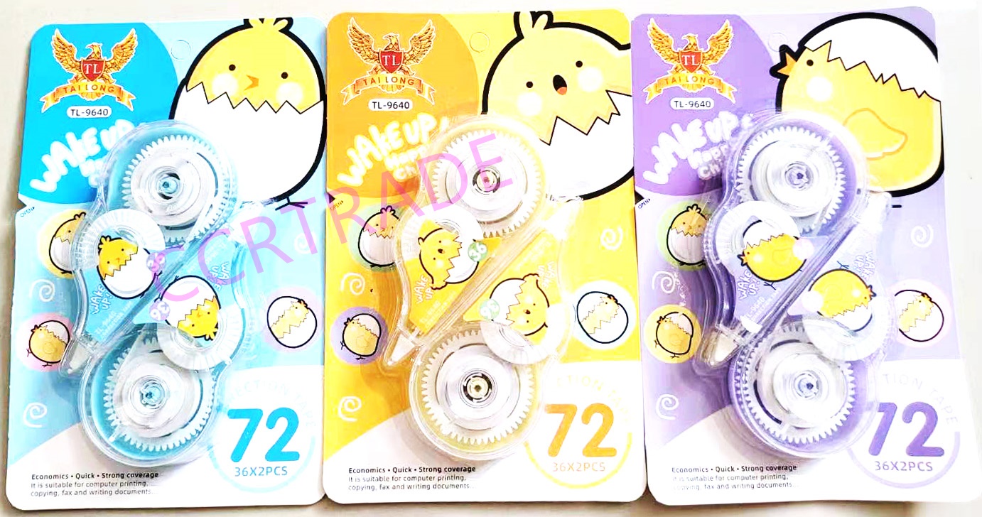เทปลบคำผิดการ์ตูน 2 ชิ้นแผง 18.5 ซม.