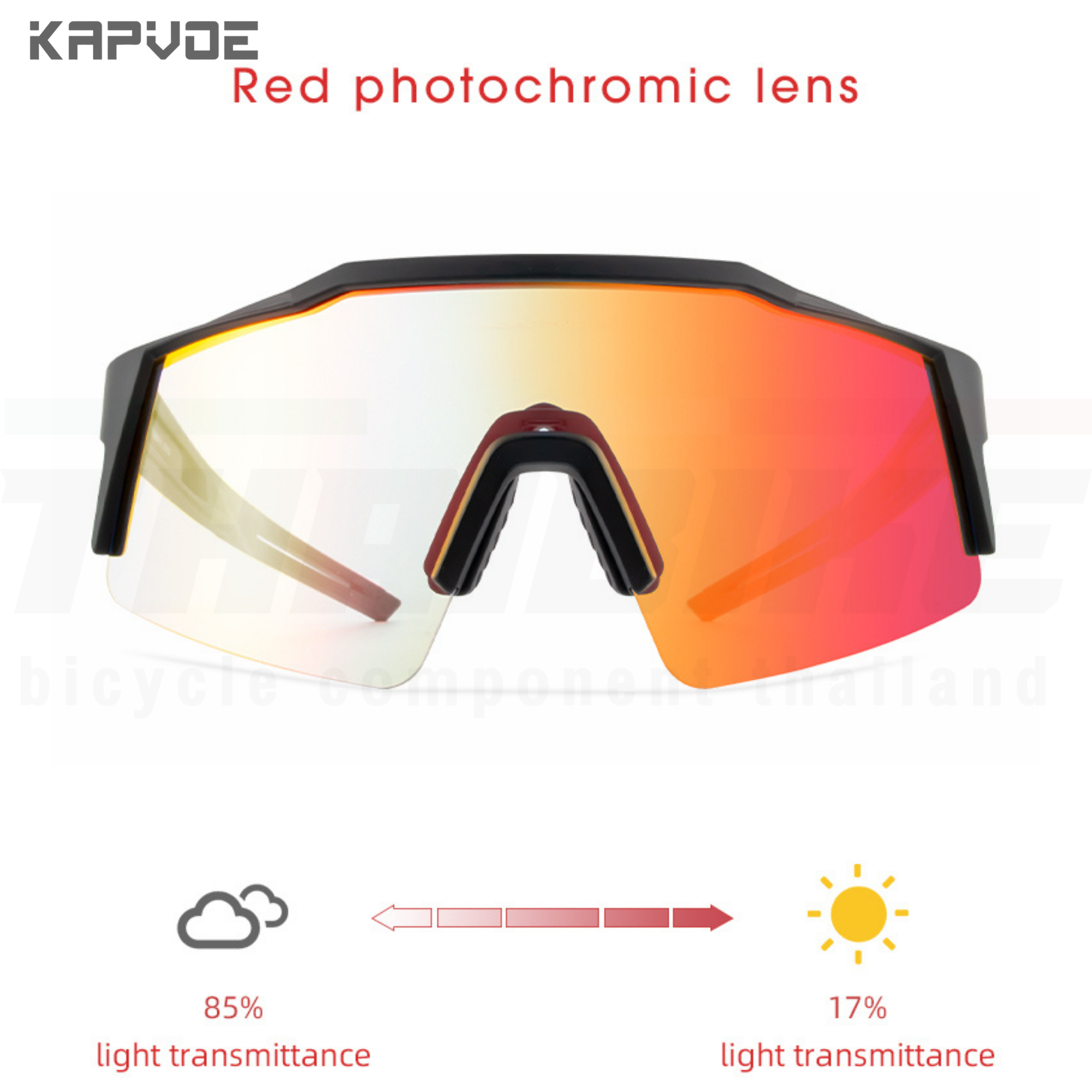 แว่นตาปั่นจักรยานแบบปรับแสงอัตโนมัติ KAPVOE Photochromic UV400 KE9023