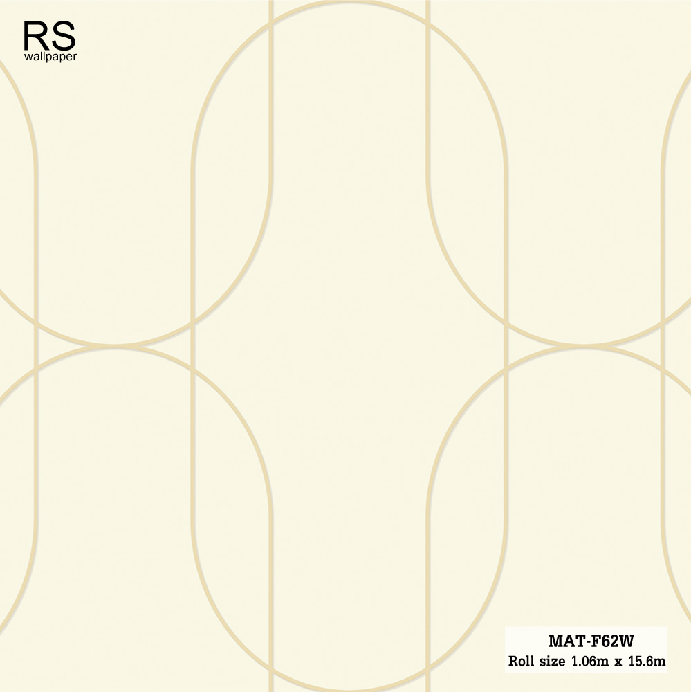 วอลเปเปอร์ สไตล์โมเดิร์น พื้นสีครีม ลายเส้นสีทอง MAT-F62W