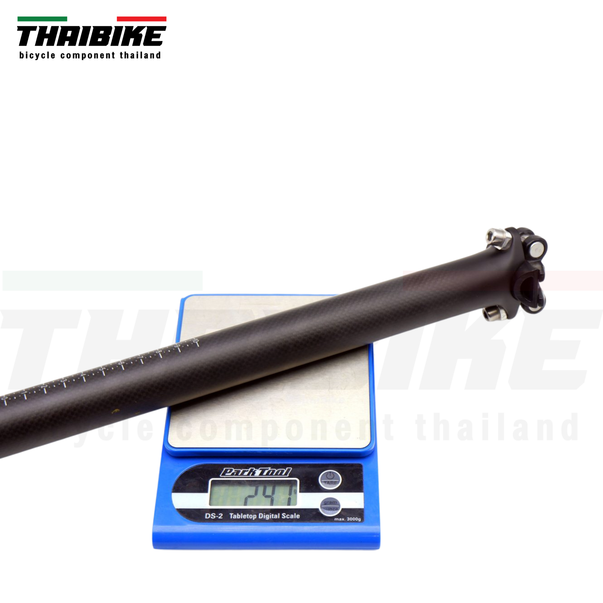 หลักอานจักรยานคาร์บอนแบบตรง THAIBIKE ขนาด 27.2 31.6 ยาว 400 มม.