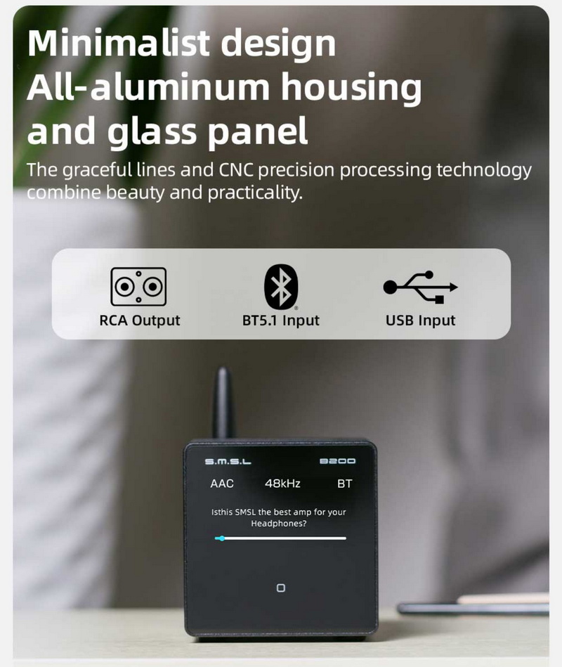 SMSL B200 เครื่องรับสัญญาณเสียงบลูทูธ DAC ปรีแอมป์สำหรับออดิโอไฟล์ ประกันศูนย์ไทย