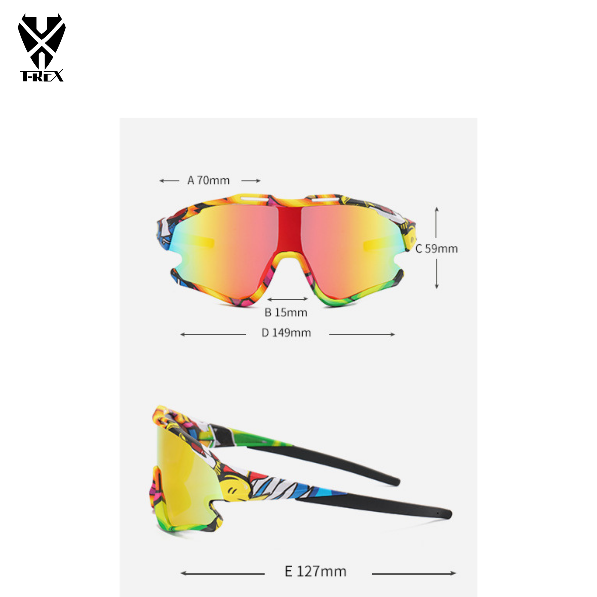 แว่นตาปั่นจักรยาน T-REX 8303 กันแดด กันลม กันฝุ่น UV แว่นกันแดด แว่นปั่น