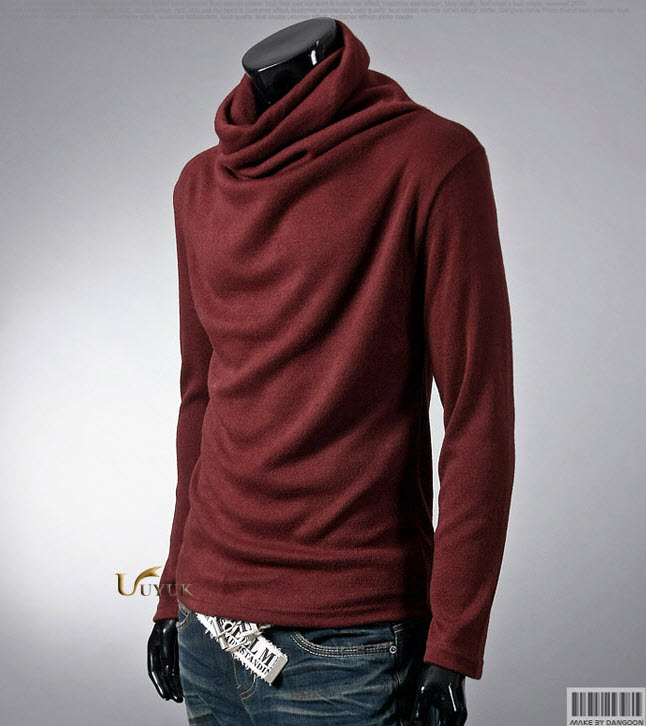 พร้อมส่ง เสื้อคอเต่าผู้ชาย สีแดง ใส่กันหนาว