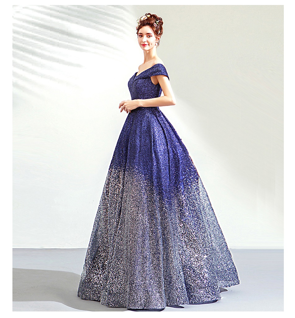 DL108 **พรีออเดอร์** ชุดออกงานสีน้ำเงิน ชุดราตรี เดรสยาวออกงาน (Night party dresses) ชุดไปงานแต่งงานสวยๆ "ธีมสีน้ำเงิน"