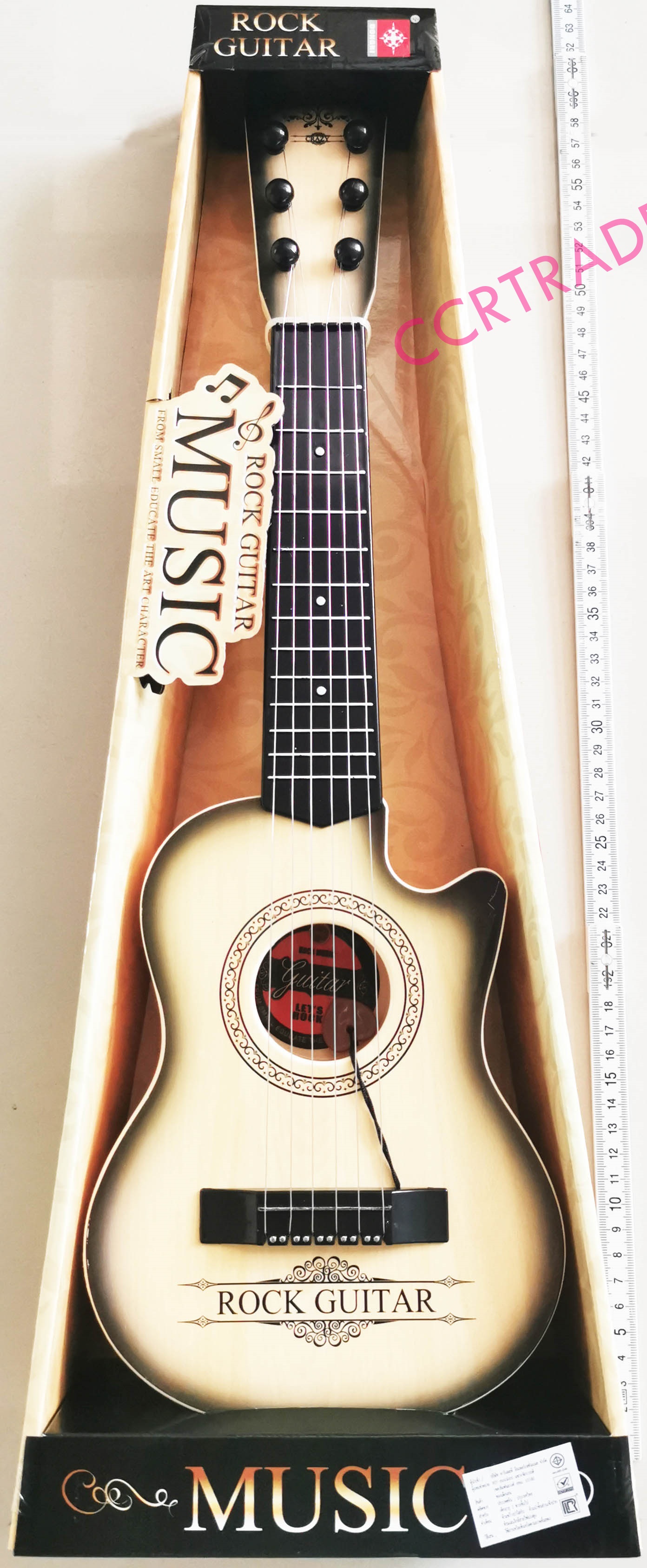กีต้าร์ร็อคพลาสติกลายไม้กล่องใหญ่ 54.5 ซม.(1x3)