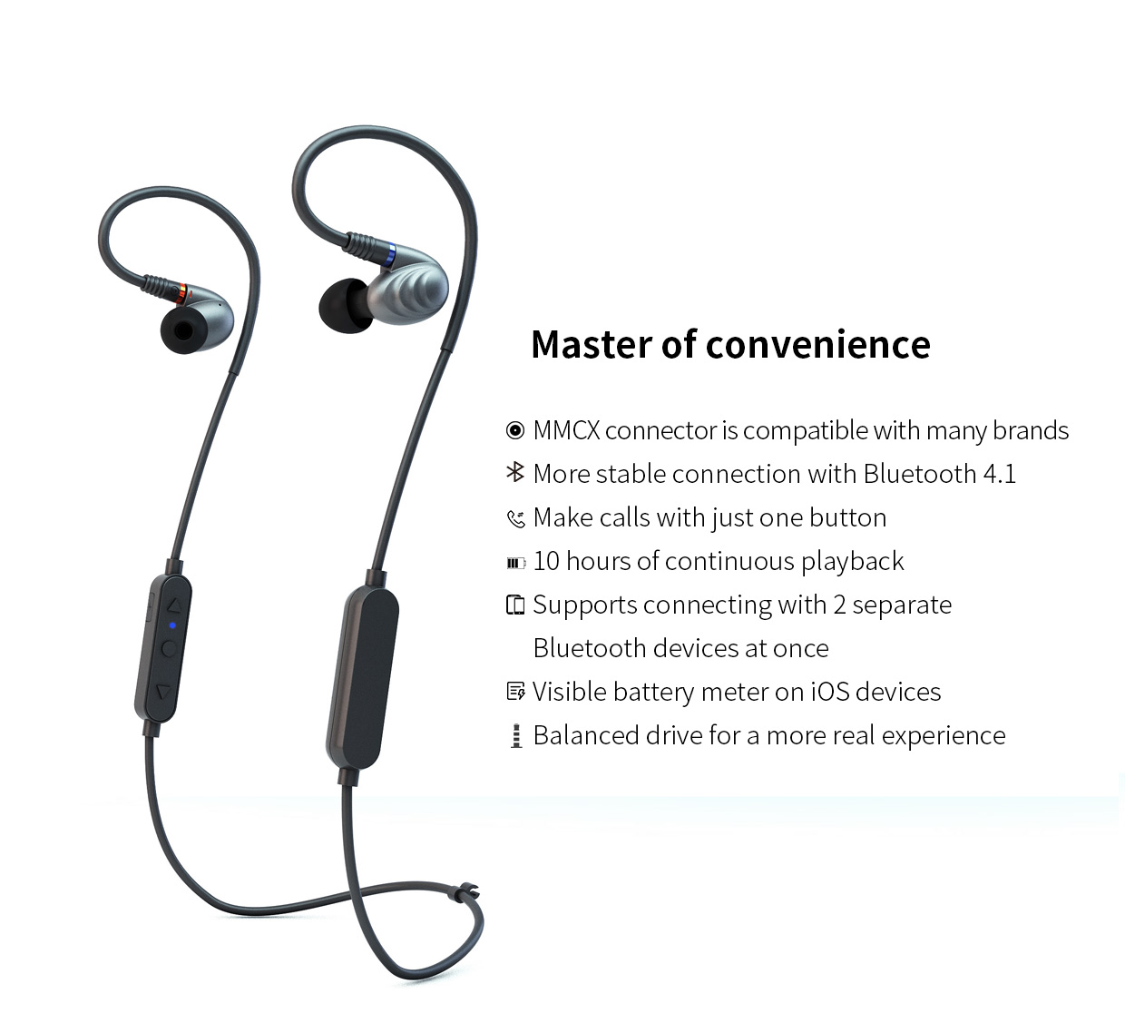 ขาย FiiO RC-BT สาย Bluetooth พร้อมไมค์ขั้ว MMCX รองรับ Aptx aac