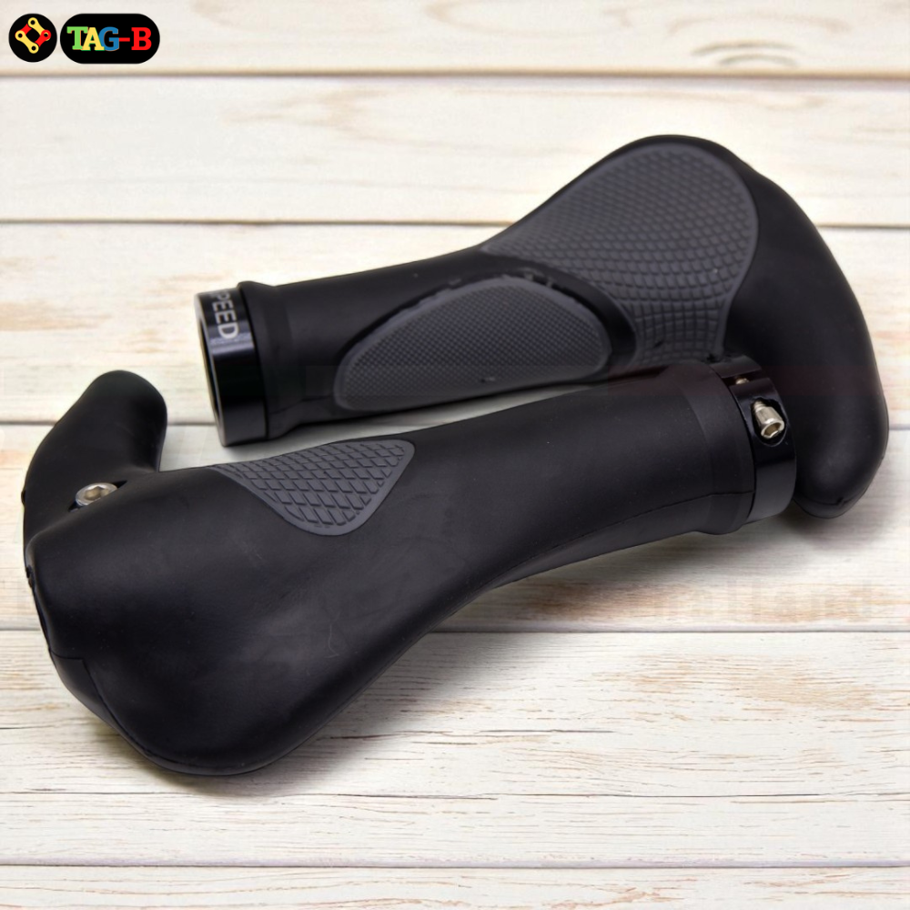 ปลอกแฮนด์จักรยานเสือภูเขา SPEED อีรโกโนมิก พร้อมปลายแฮนด์อลูมิเนียม กันลื่น จับสบายมือ