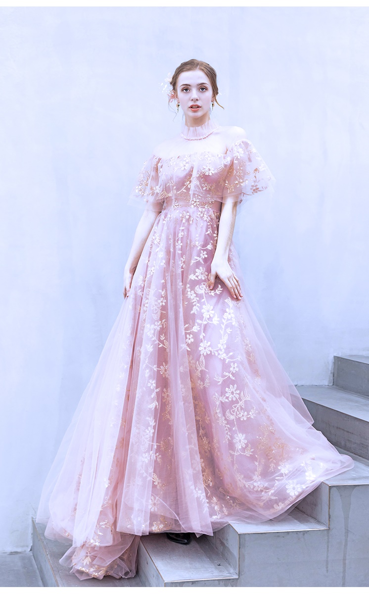 DL088 **พรีออเดอร์** ชุดออกงานสีชมพูทอง ชุดราตรี เดรสยาวออกงาน (Night party dresses) ชุดไปงานแต่งงานสวยๆ "ธีมสีชมพูทอง"