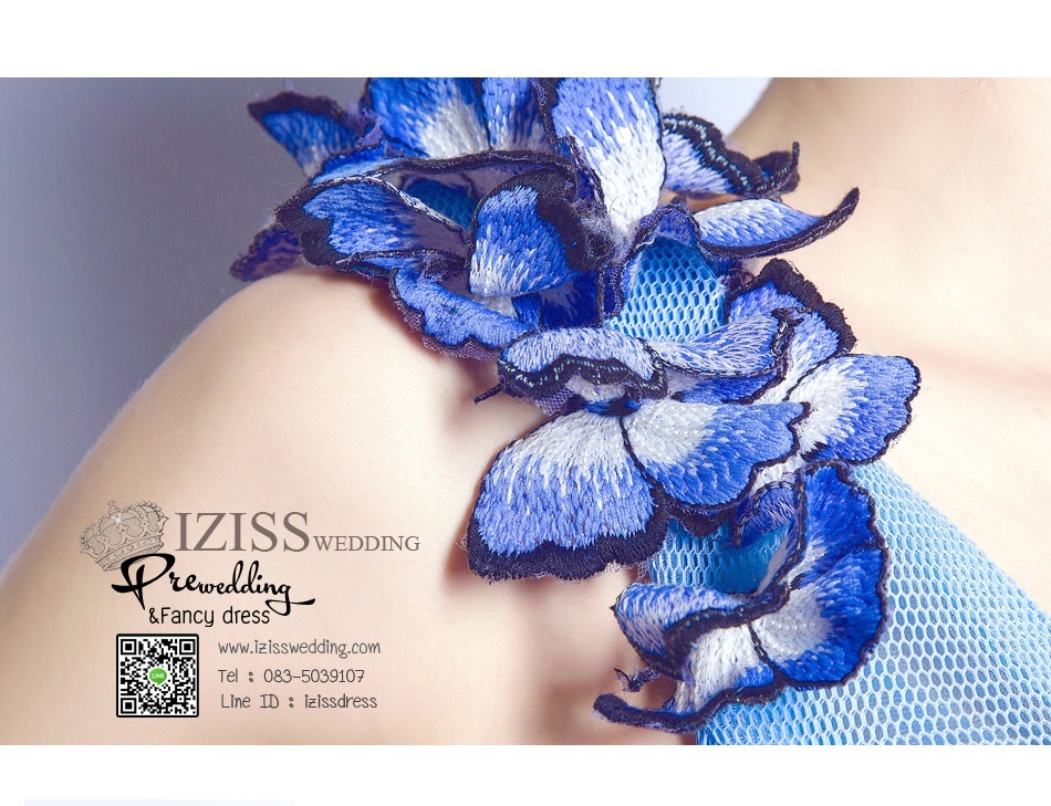 DS021 - **พรีออเดอร์** ชุดราตรี เดรสสั้นออกงาน (short dresses) ชุดไปงานแต่งงานสวยๆ "ธีมฟ้าสดใส"