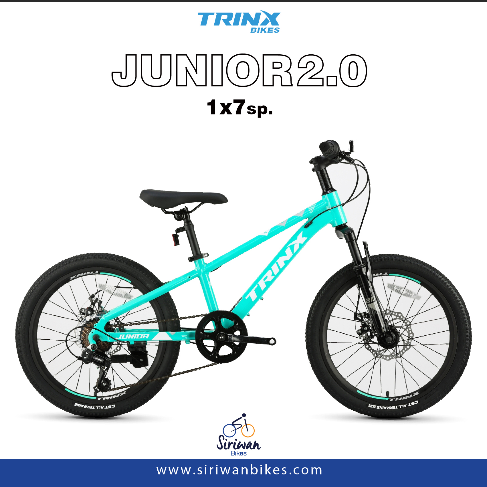 TRINX : JUNIOR 2.0 จักรยานเด็ก MTB อลูฯ 20" ดิสเบรค 7 Speeds