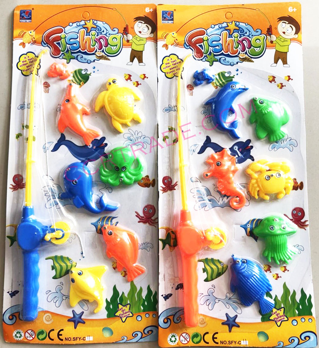 ตกปลา 6 ชิ้น+คันเบ็ดยาวแผง 38 ซม.