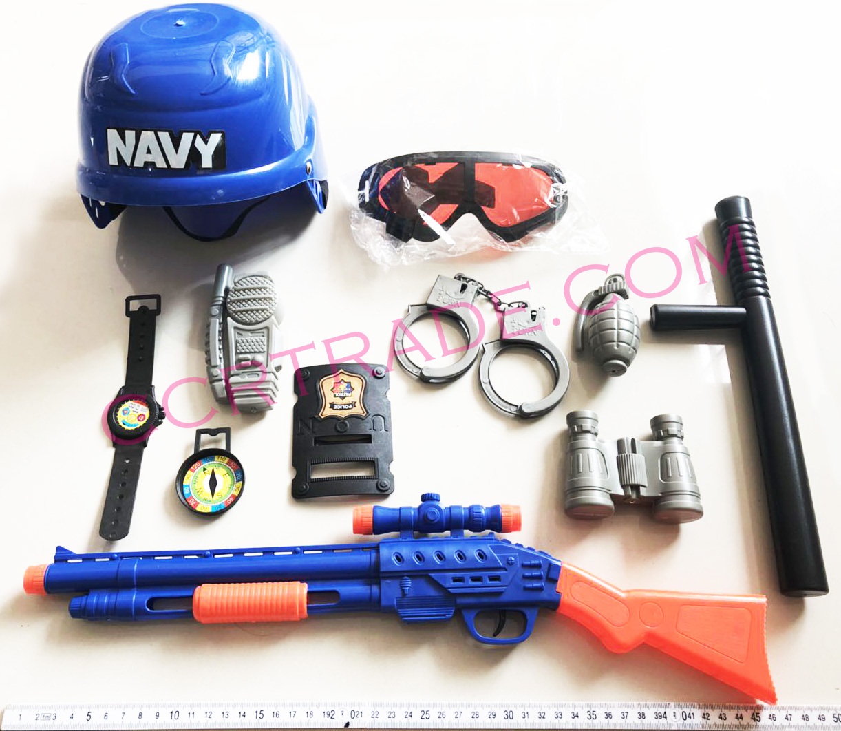 หมวกทหาร+ปืนจัมโบ้ถุงตาข่าย 30 ซม.(งานห้าง)