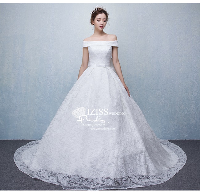 BR127 **พรีออเดอร์**ชุดแต่งงาน&ชุดเจ้าสาวแบบยาวสีขาวเกรดพรีเมี่ยม เปิดไหล่ มีแขน หรูหราน่ารัก สวยโดดเด่นไม่ซ้ำใคร