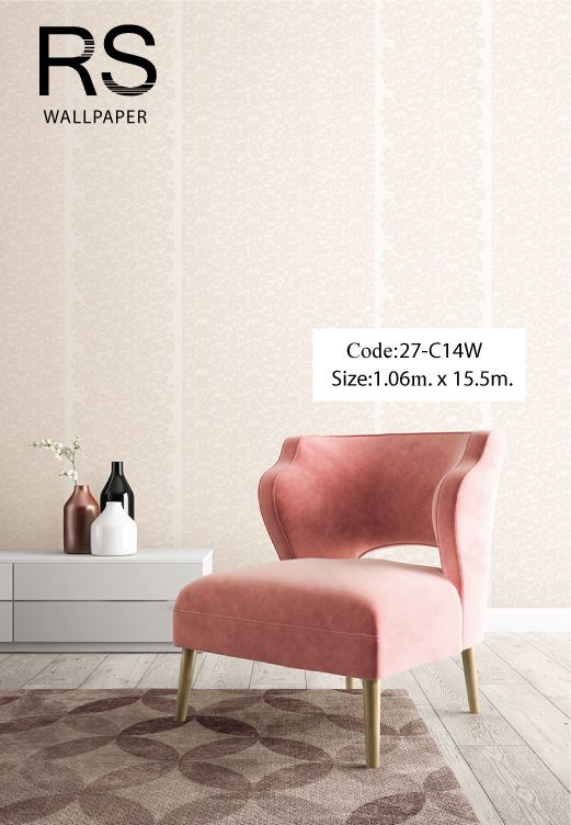 วอลเปเปอร์ลายทางคลาสสิคมีกิตเตอร์พื้นโทนสีน้ำตาลอมชมพู 27-C14W