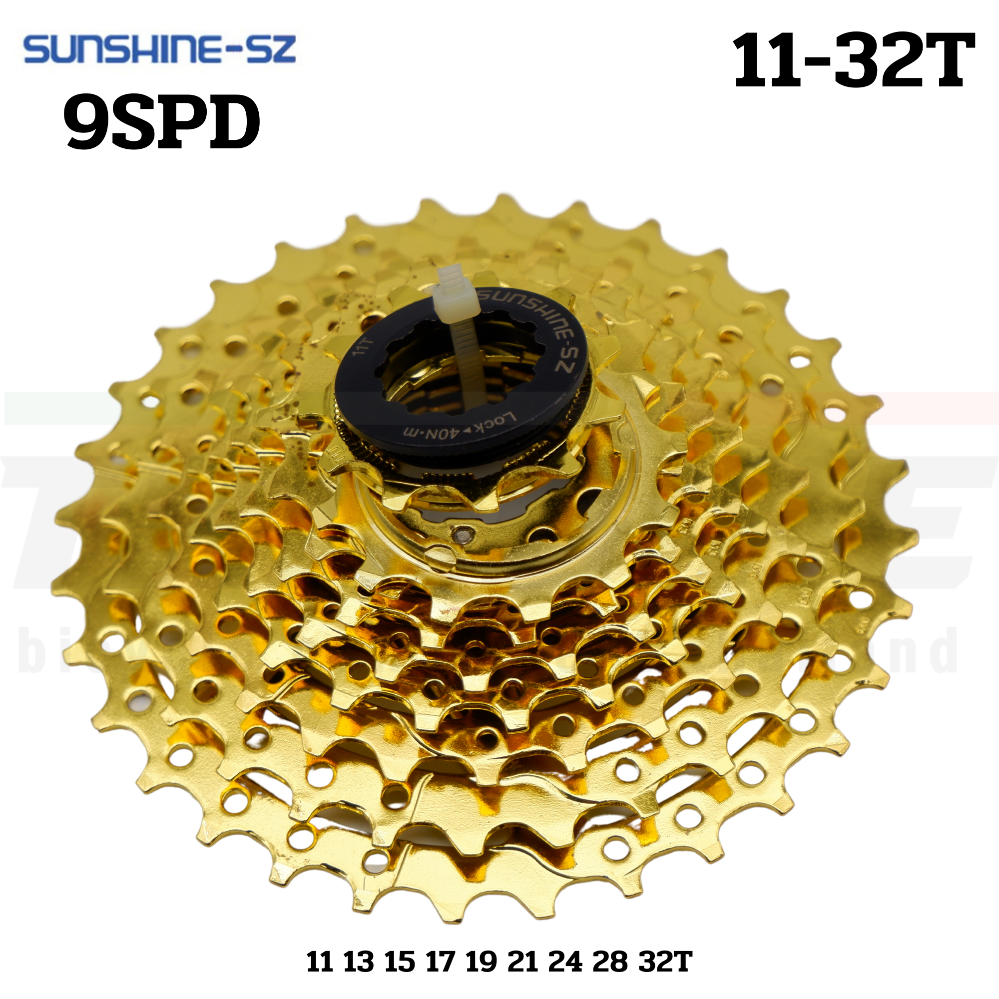 เฟืองจักรยานเสือหมอบเสือภูเขา สีทอง SUNSHINE 9SPD ขนาด 11-32T