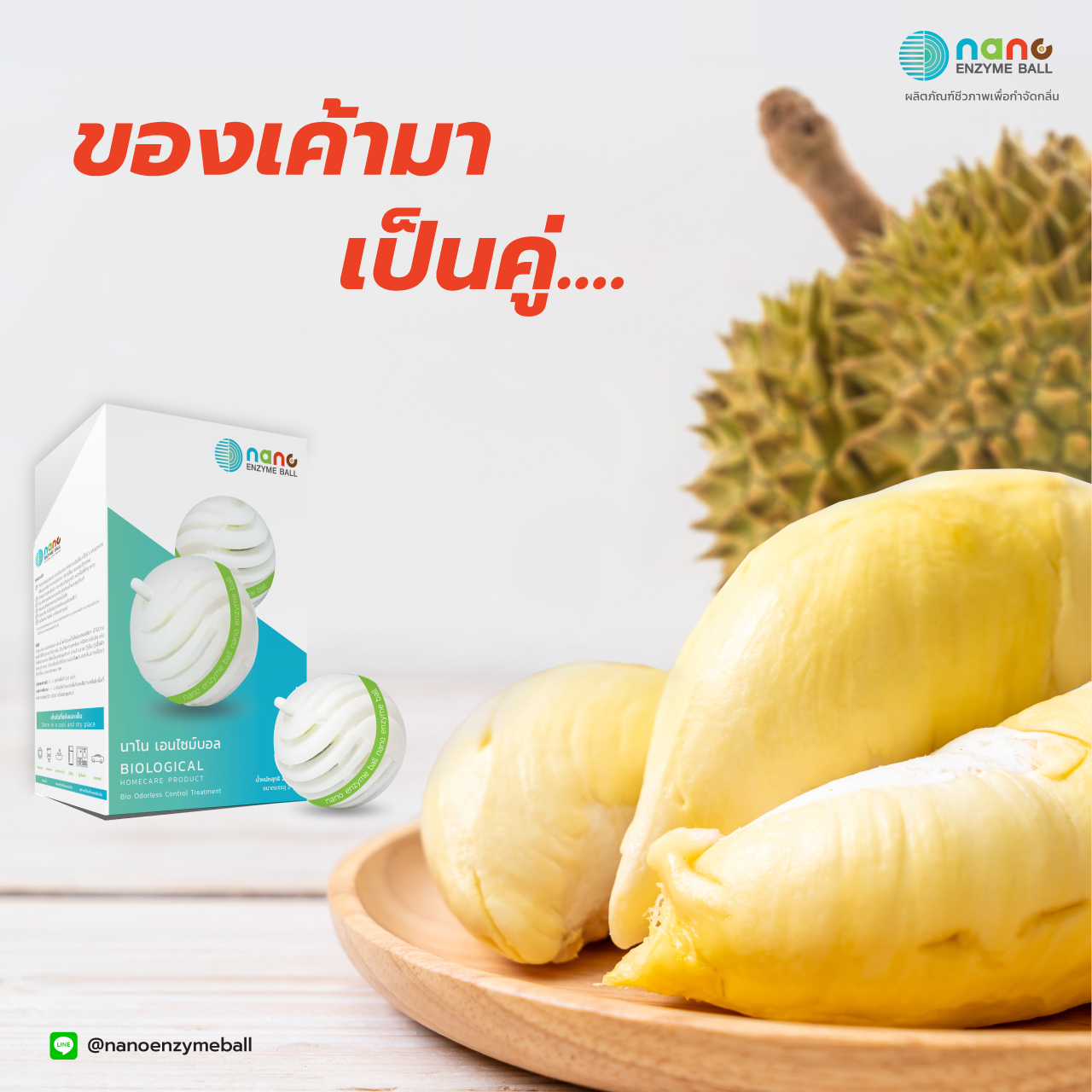 นาโน เอนไซม์บอล ขนาด 2 ลูก จำกัดกลิ่นห้องน้ำ กลิ่นอับ กลิ่นสัตว์เลี้ยง พรมอับ แทนลูกเหม็น (Nano Enzyme Ball 2 balls box Bio-odorless control treatment )