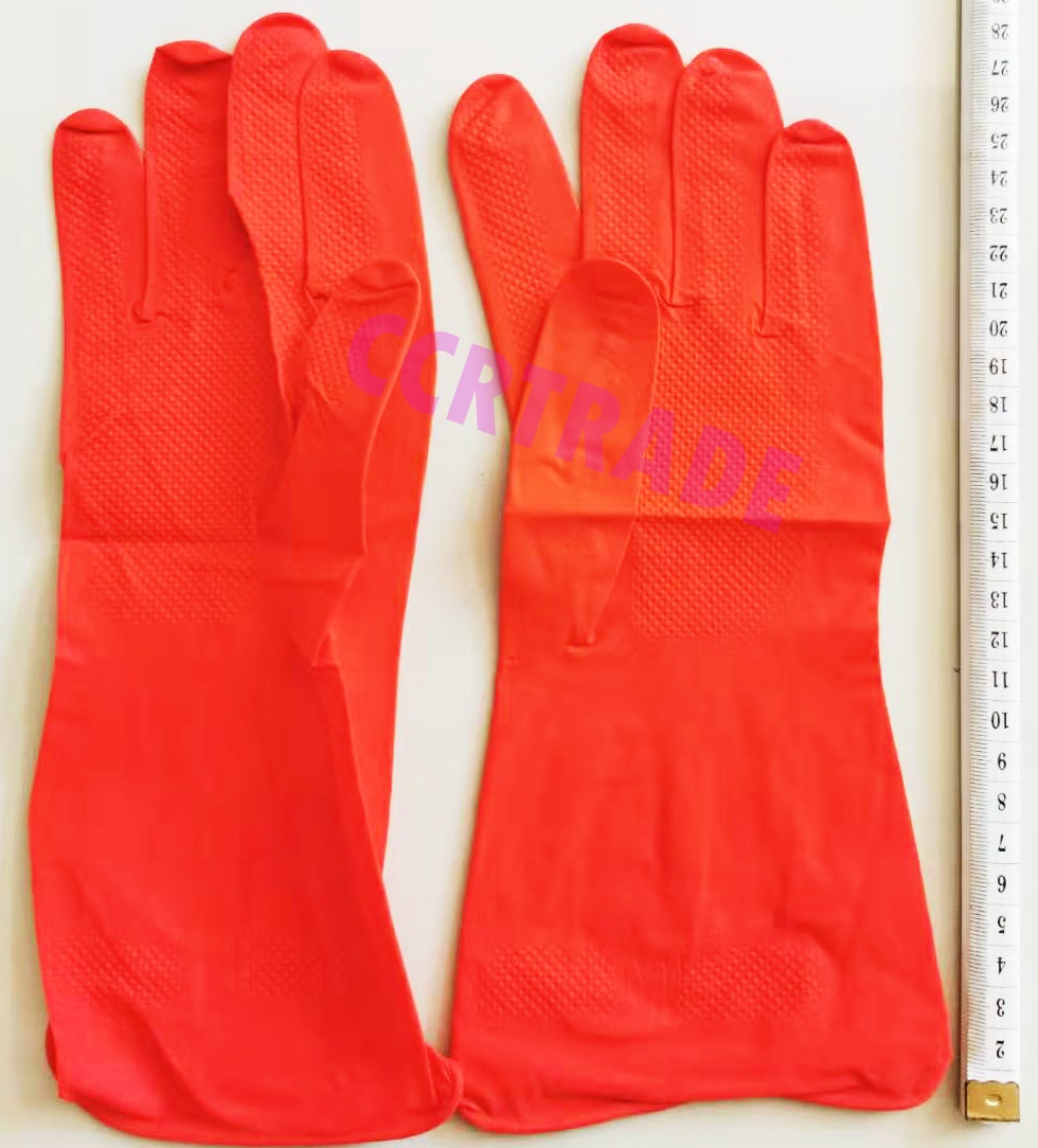ถุงมือยางแดง 1 คู่ (งานหนา) 28 ซม.