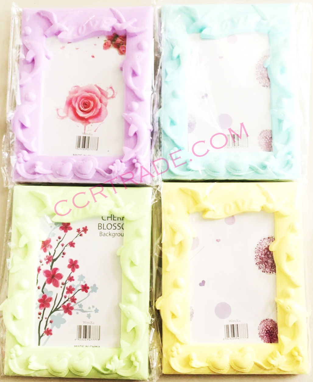 กรอบรูปพลาสติก ลายชายหาด 5x7 นิ้ว มีขาตั้ง