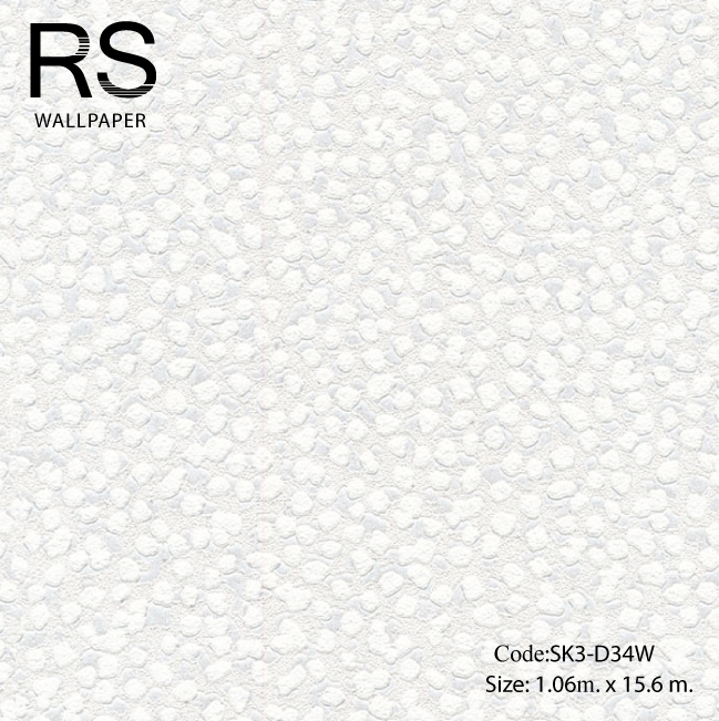 วอลเปเปอร์ลายเม็ดโฟมคล้ายหินกวดก้อนเล็กสีขาวพื้นสีขาวมุก SK3-D34W