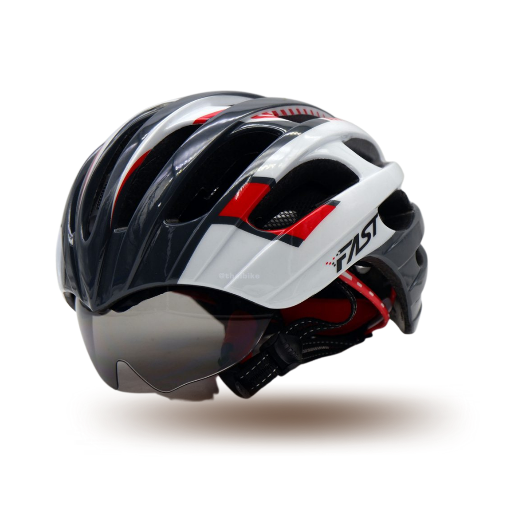 หมวกกันน็อคจักรยาน FASTBIKE N-LITE D-GROUP 02 มีแว่นในตัว เก็บแว่นได้