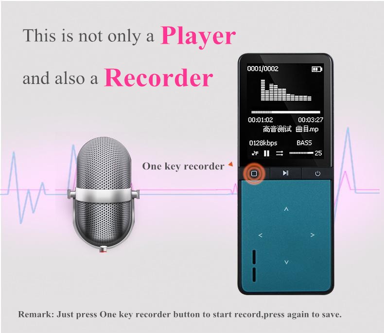 ขาย ONN W8 เครื่องเล่นเพลงพกพา lossless รองรับบลูทูธ บันทึกเสียง นับก้าวเดินได้ เหมาะสำหรับออกกำลังกาย