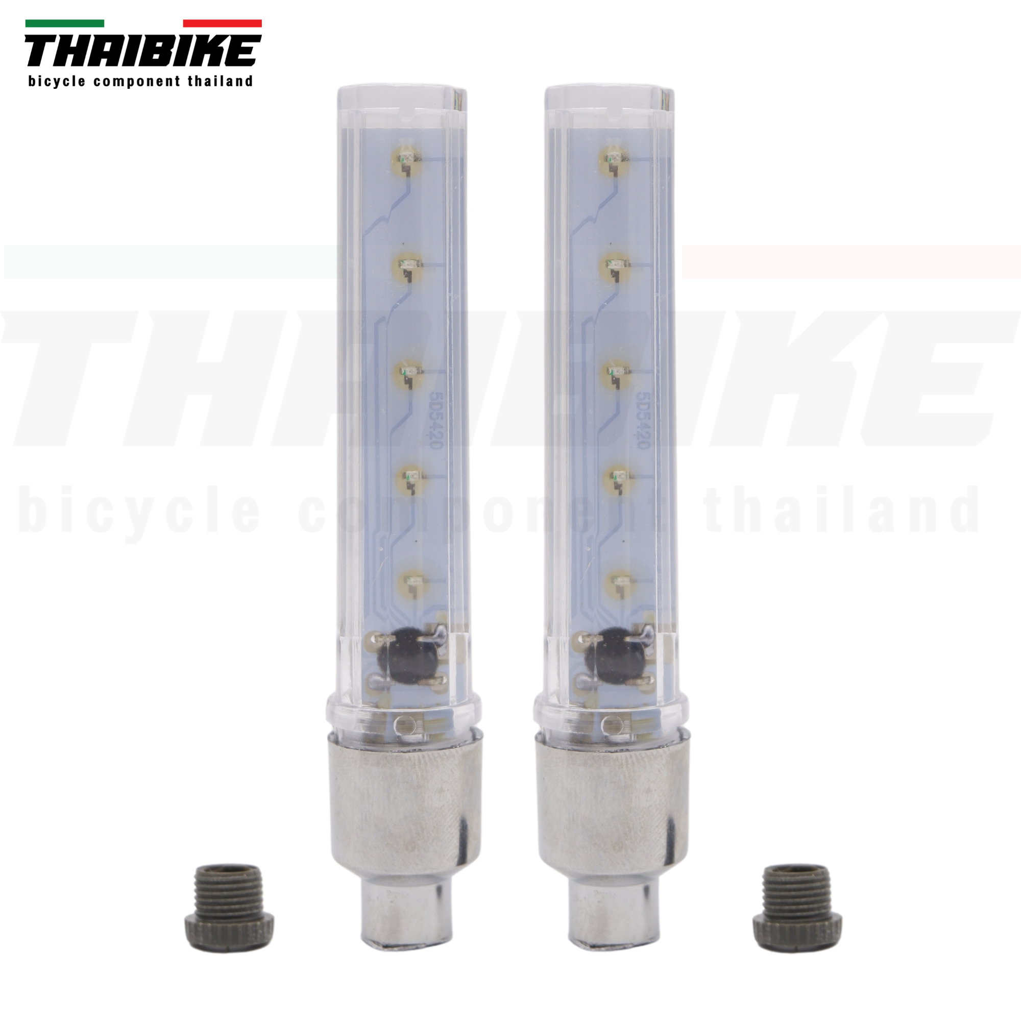 ไฟติดจุ๊บล้อจักรยานแบบสีสลับ 5 LED ติดจักรยานพร้อมถ่าน ใช้ได้กับจุ๊บเล็กและจุ๊บใหญ่