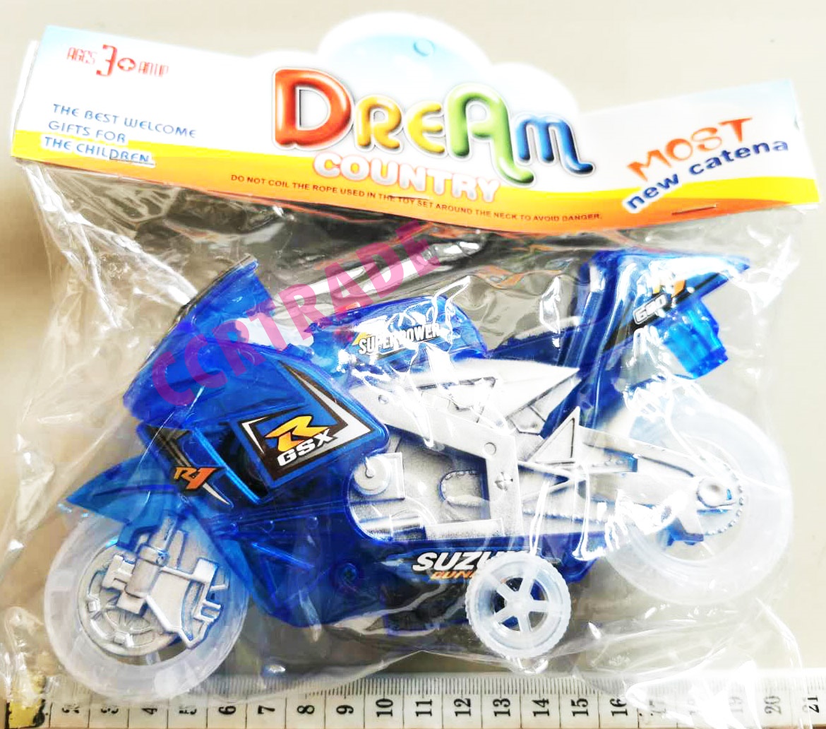 รถมอเตอร์ไซด์ มีเสียง มีไฟถุง PVC 21.5 ซม.(มีถ่านในตัว)