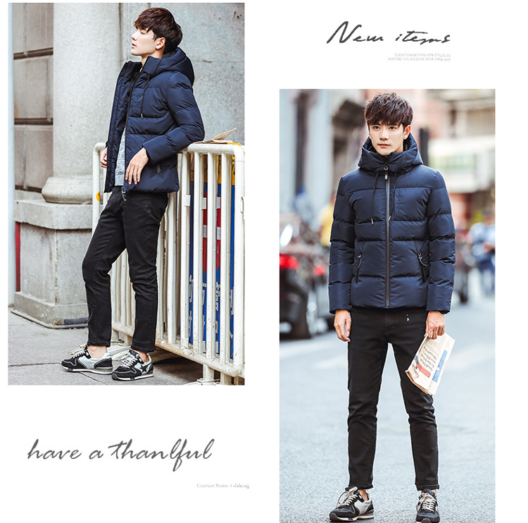 เสื้อโค้ท ผู้ชาย สีน้ำเงิน มีฮู้ด(ถอดออกไม่ได้) ฮูท2ชั้น ซิปหน้า บุนวมหนา มีซับใน ใส่กันลม ใส่กันหนาว ใส่ไปเที่ยวต่างประเทศได้ เสื้อกันหนาวผู้ชาย