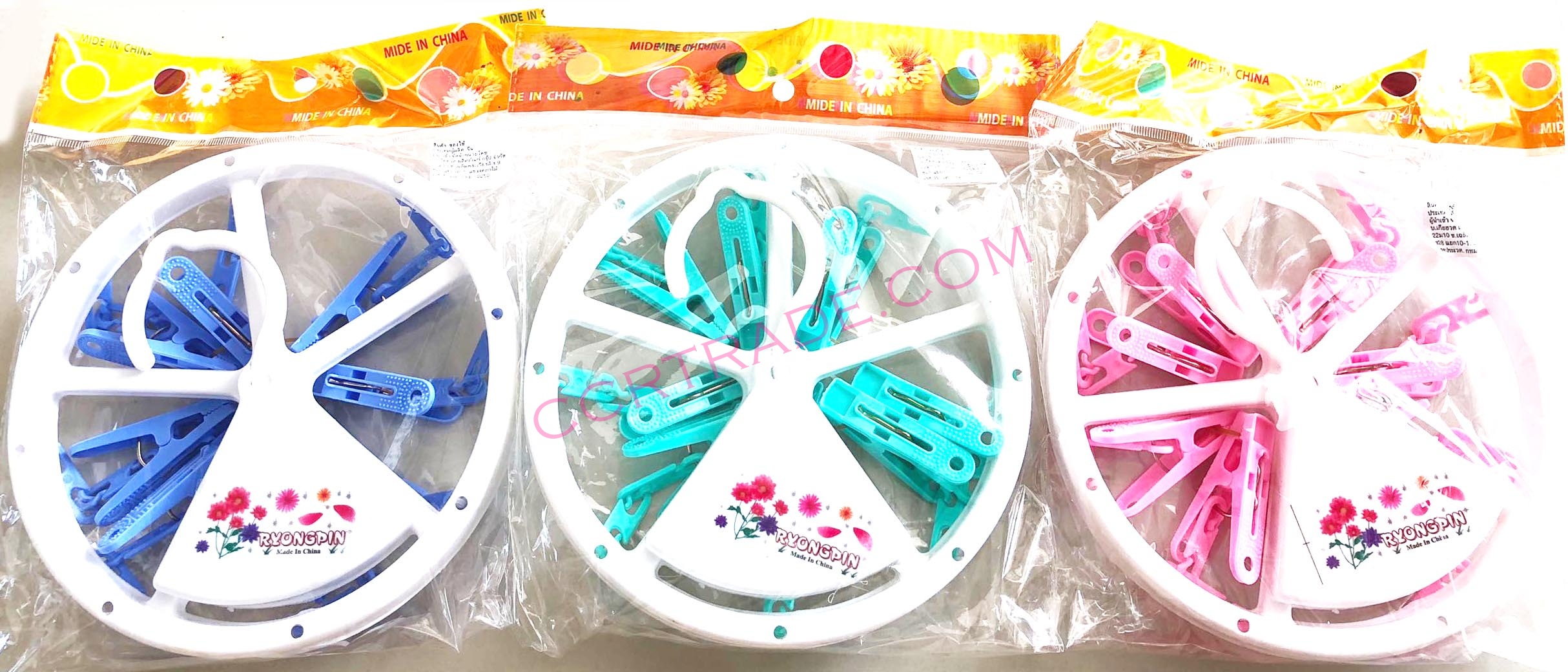 พวงตากชั้นในกลม+ตัวหนีบ 8 ชิ้น 15 ซม.