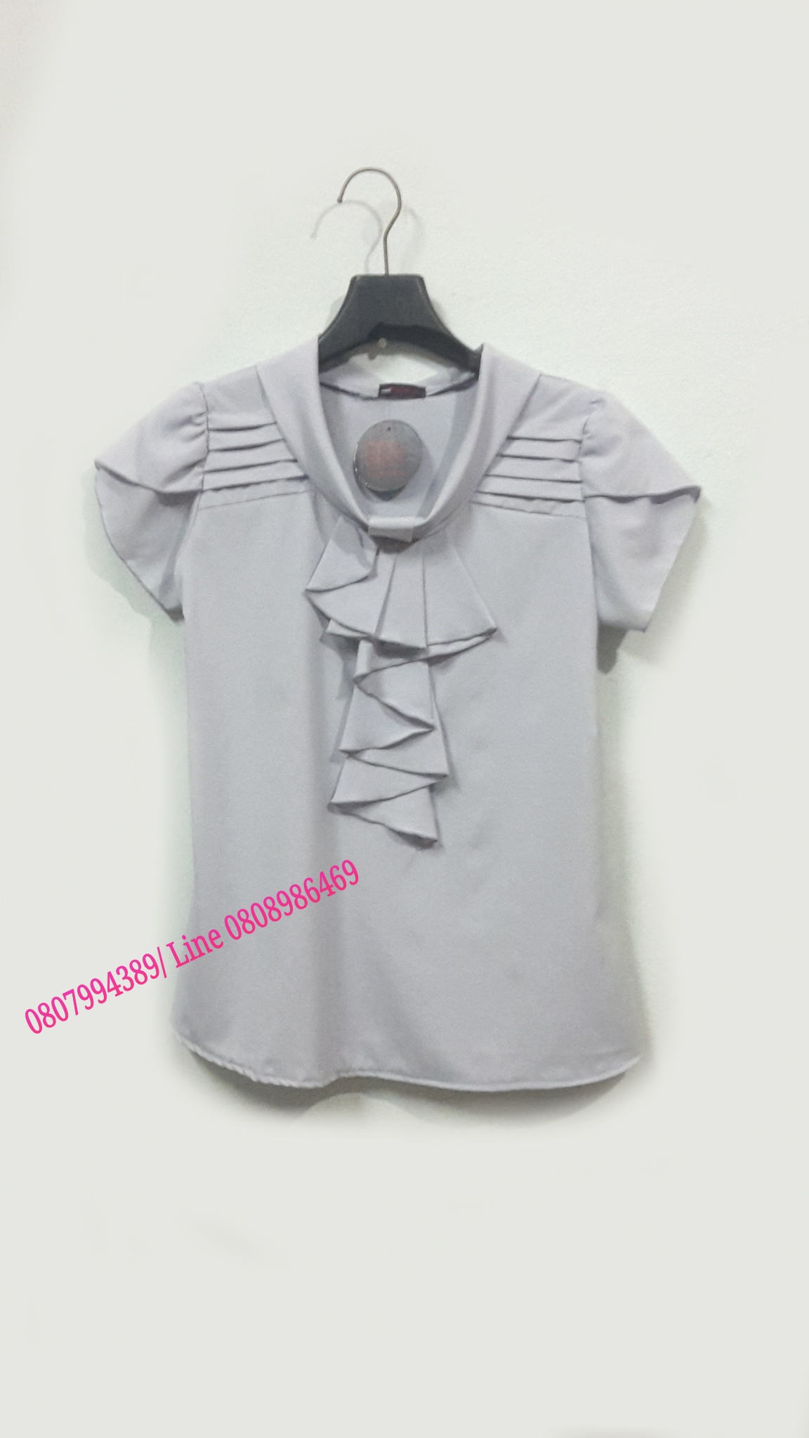 เสื้อผ้าฝ้าย เสื้อทำงาน เสื้อชีฟอง เสื้อทำงานเกาหลี เสื้อสมัครงาน ชุดสมัครงาน เสื้อใส่กับผ้าถุง เสื้อใส่กับผ้าซิ่นสีเทา