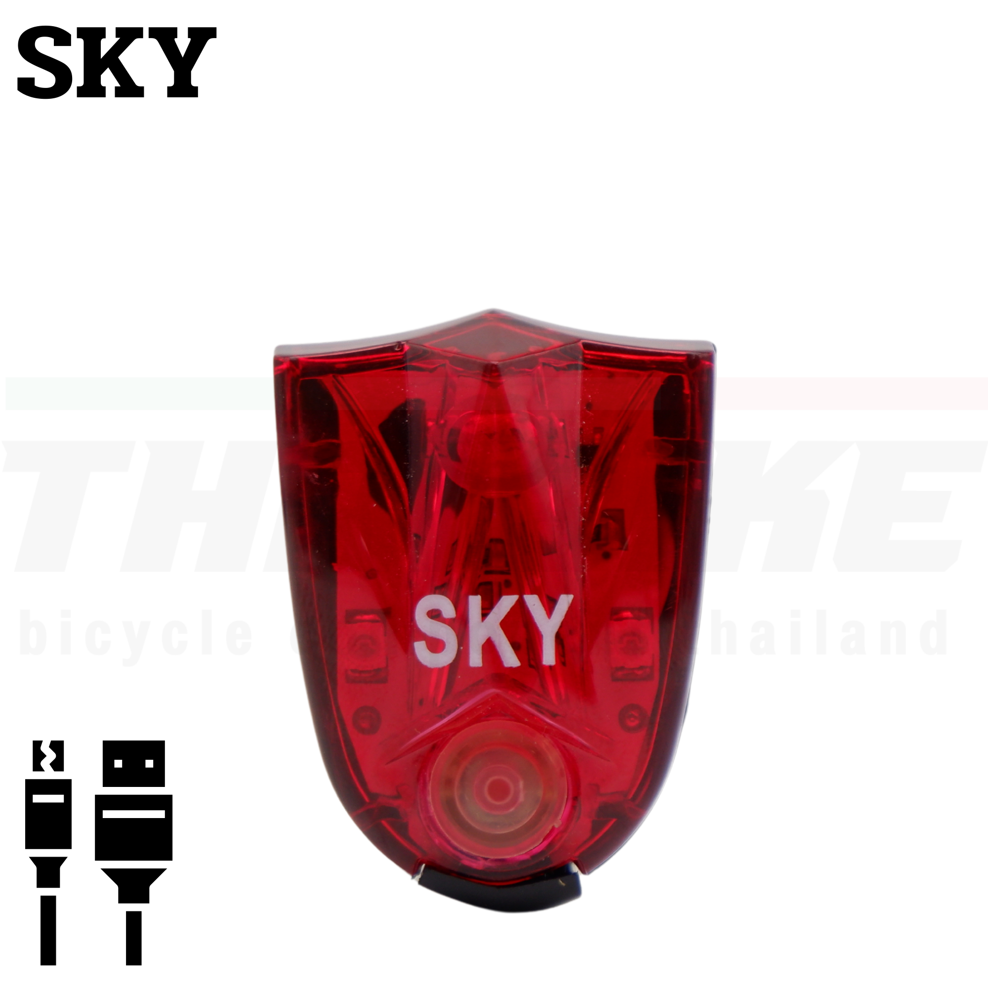 ชุดไฟติดหมวกจักรยาน SKY แบบชาร์จ USB ไฟหน้าท้ายจักรยาน