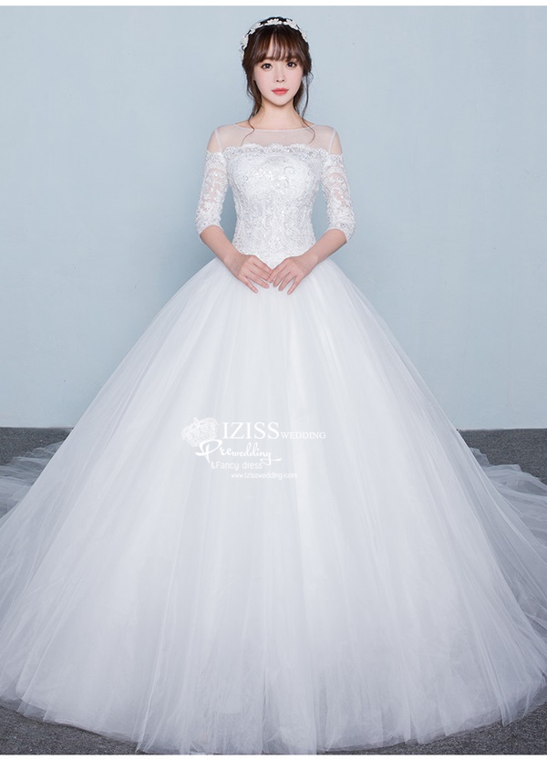 BR321 **พร้อมส่งแบบหางยาวค่ะ**ชุดแต่งงาน&ชุดเจ้าสาวแบบยาวสีขาวเกรดพรีเมี่ยม หรูหราน่ารัก สวยโดดเด่นไม่ซ้ำใคร