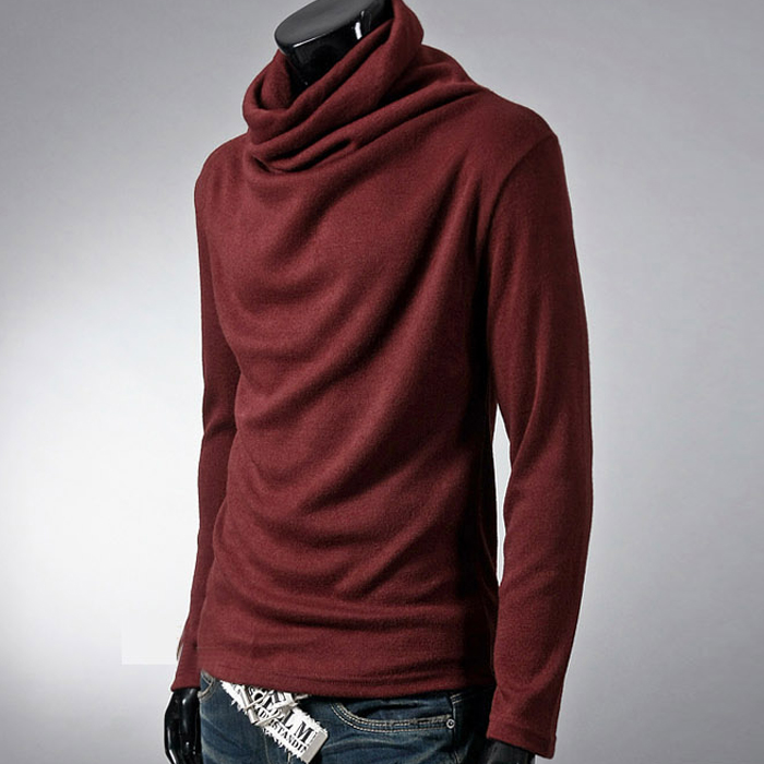 พร้อมส่ง เสื้อคอเต่าผู้ชาย สีแดง ใส่กันหนาว