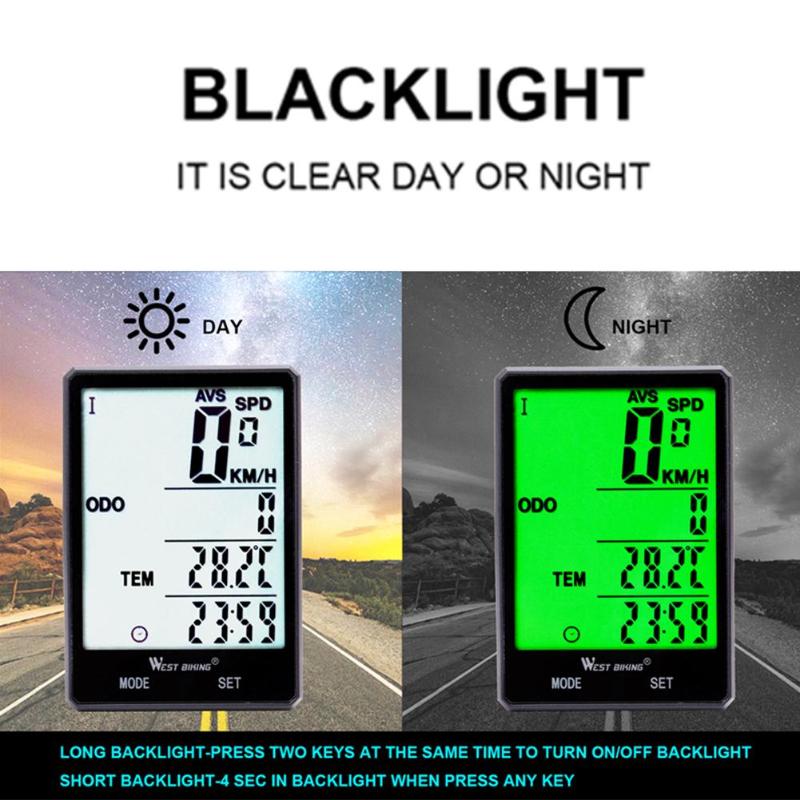 ไมล์วัดความเร็วจักรยานไรสาย WEST BIKING 2.8 ไร้สาย มีไฟ จอใหญ่ แถมฟรีขาไมล์