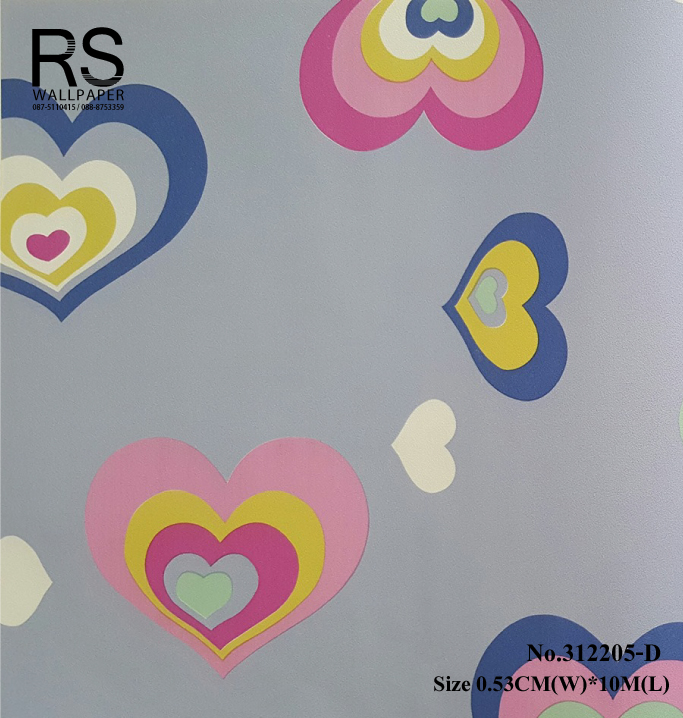 วอลเปเปอร์ ล้างสต๊อกรูปหัวใจ สีพื้นฟ้าน้ำเงิน 312205-D