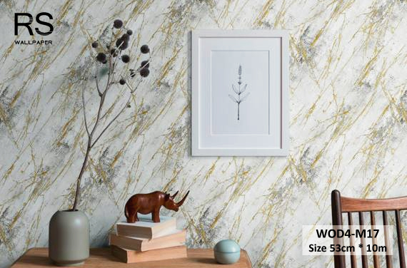 วอลเปเปอร์ลายหินอ่อน สีทองเทา พื้นสีขาว WOD4-M17