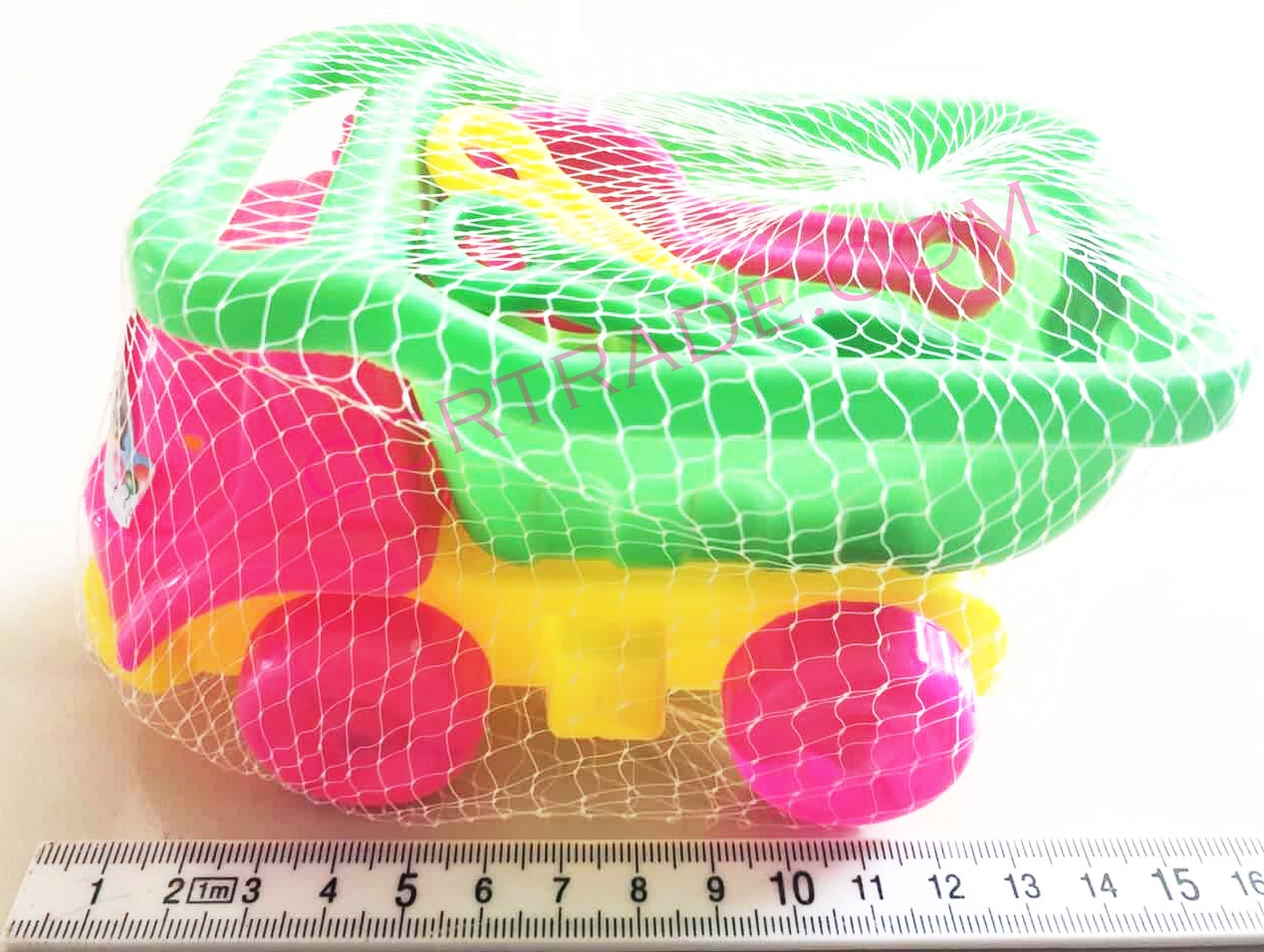 รถบรรทุกเล่นทราย+ที่ตักถุงตาข่าย 14 ซม.