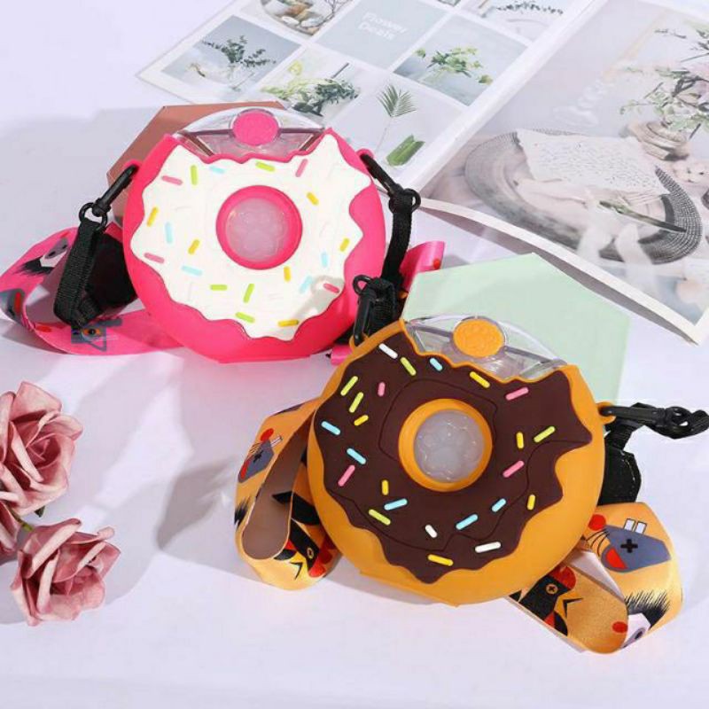 กระติกน้ำโดนัท พร้อมส่งจากไทย กระติกน้ำหลอดเด้ง