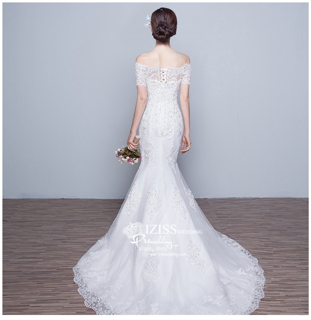 BR191 **พร้อมส่งไซส์ S+XL**ชุดแต่งงาน&ชุดเจ้าสาวแบบยาวสีขาวเกรดพรีเมี่ยม เปิดไหล่ มีแขน หรูหราน่ารัก สวยโดดเด่นไม่ซ้ำใคร