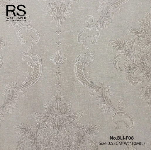 วอลเปเปอร์ ลายหลุยส์สีน้ำตาลอ่อน สีพื้นครีมน้ำตาลอ่อน No.BLI-F08